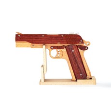 小珍意 M1911 實木皮筋槍 DIY 玩具槍模型, 櫸木+紅花梨材料包毛件:如圖所示, 1個