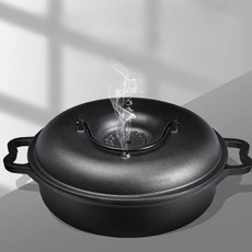 무쇠 군밤 굽기 주물 팬 무수분 조리 고구마 구이 만능, 22cm (뚜껑형) 사은품 없음, 1개, 1cm