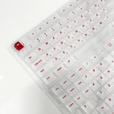 키캡디자인 투명 레드 키캡 한글각인 Cherry 반투명 안개 매트 130키 기계식키보드 앱코 독거미, 제조사축, 투명키캡, 투명레드한글