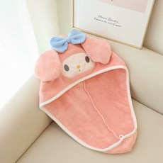 흡수력 좋은 헤어 드라이 타월 산호플리스 캐릭터 샤워캡, 1개, My Melody