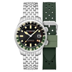 Spinnaker 남성용 42mm 브래드너 GMT 오토매틱 시계 솔리드 스테인리스 스틸 팔찌 SP-5121 그래블 블랙 42mm Bradner Gmt 오토매틱