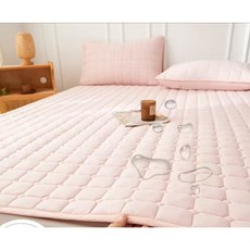 가려거든 사계절 방수 항균 고정밴드 침대패드, 핑크