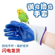 防咬手套 防抓咬 防護 貓抓狗咬 手養鸚鵡防咬手套寵物抓鳥放飛手套鸚鵡訓練鳥防護手套鳥配件用品, 1個, 藍色膠手套