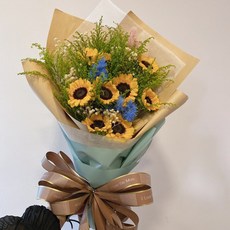 向日葵花束 真花包裝 畢業花束