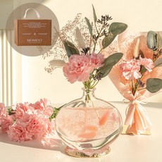 [꽃다발+쇼핑백] 모먼트 카네이션 디퓨저 160ml, 탠저린 시더우드, 핑크, 1개