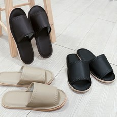 고급 가죽 레자 실내화 다용도 내빈용 슬리퍼 학교 교회 학원 사무실 모델하우스 거실화 층간소음 쿠션, 1개, 베이지