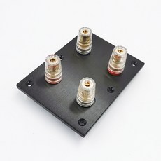 5MM卡儂座面板 全鋁合金音響插板 4孔接線柱插座板 功放diy 黑色, 1個, 接線柱插板、不含配件