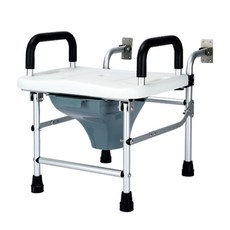 Shark家具 摺疊式馬桶椅，附扶手，浴室兩用，可調節高度，免打孔安裝, 帶防濺桶款