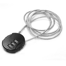 와이어 로프 원형 번호키 자물쇠 길이 1M 캐리어 가방 문 캐비넷 자전거 헬멧 잠금 100cm, 1개, FN507.와이어로프 원형번호키 자물쇠 1M