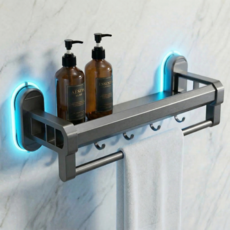 살림연구실 흔적없는 무타공 흡착식 욕실선반, 1개, 그레이