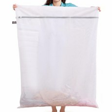 Kimmama 폴리에스테르 메쉬 세탁 가방 슈퍼 대형 90x110cm 화이트 패스너 3-4로드 분 세탁물 섬세한 아이템 보호 통기성 폴리에스테 세탁망 WB017, 1개, 상세페이지 참조