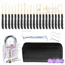 開鎖套裝工具 帶透明練習訓練掛鎖 鎖匠初學者專業人士適用, 套餐三（24件）, 1個