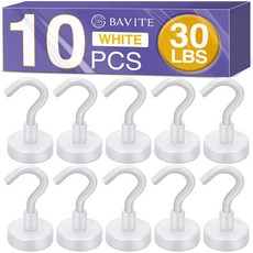 EVVITE 강력한 흰색 마그네틱 후크 헤비 듀티 크루즈 객실 필수품 30Lbs 10팩 희토류 자석 냉장고 그릴 가정 주방 사무실
