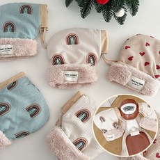 씽씽이 장갑 방한 워머 킥보드 방한 털 오토바이 글러브 자전거 핸드 유아 어린이 겨울, 무지개-베이지, 1개