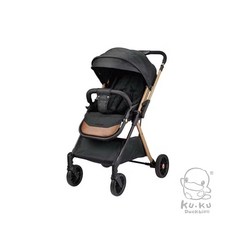KUKU酷咕鴨高景觀換向手推車，寶寶舒適推車，輕巧便攜，避震系統, 1個, 鑽石黑