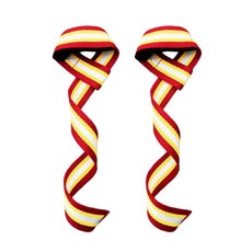 역도 스트랩 데드리프팅 파워리프팅 손목 지지대 핸드바 그립 보디빌딩 역도 손목 스트랩, Red yellow and whit