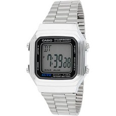 Casio 카시오 남성용 빈티지 A178WA-1A 실버 Stainless-Steel 쿼츠 워치 with Grey 다이얼 603916