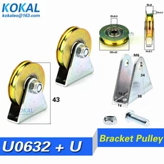 [U0632 9.5] 0632UU U 그루브 유형 베어링 롤러 6mm 32mm 9.5mm 오렌지 휠 트랙 가이드 롤러 0632U, 02 4개, 06 Color zinc U base