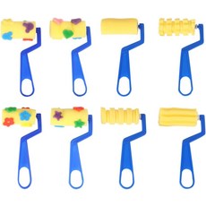 호모요요 8개 패턴 페인트 롤러 스펀지 텍스처 페인팅 브러시 장식용 DIY 공예 어플리케이터 월 아트 종이 캔버스 및 도구