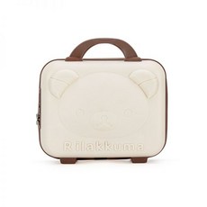 새로운 블라인드 박스 PP 휴대용 곰 가방 3D 만화 화장품 상자 다기능 미니 메이크업 보, 14인치, 오프화이트 일반 구성 (잠금장치 없음 + 반포켓 안감)