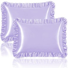 Homiest 머리카락과 피부를 위한 러플 새틴 베개 커버 표준 사이즈 커버 실키 2개 세트 봉투 클로저가 있는 주름 방지 (블러쉬 핑크)