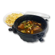 盒作社 自扣圓形餐盒1200ml(1件50組) 瑞力扣黑色塑膠可微波外帶一次性餐盒, 1套, 底+蓋+內襯, 50套