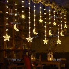 上新優惠價 星星氛圍燈LED彩燈網紅民宿酒店別墅裝飾燈節日燈太陽能節能燈串 聖誕節裝飾 耶誕節裝飾 聖誕節裝飾 耶誕, （暖白色-3米】,【12掛星月款太陽能款】防水, 1個