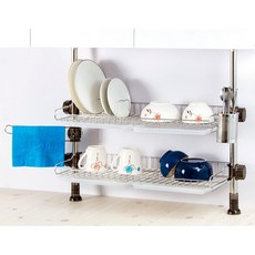 DAMDA 기둥 설치형 식기건조대 씽크선반 무타공, 1개, 600골드, 2단