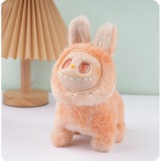 팝마트 라부부 강아지 전동인형 개 봉제 만화 실리콘 얼굴이 빛나고 걷고 노래하는, 17.5cm, 1개, 살구색, 12cm