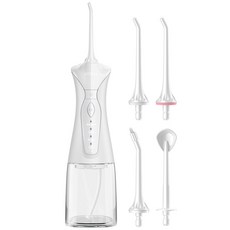 코슬루스 3+8 모드 무선 구강세정기 IPX7 급방수 + 4개노즐팁, 화이트