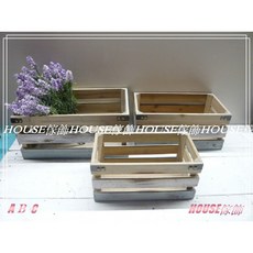 House傢飾 zakka南法田園鄉村風格Loft工業風鉚釘板條木箱造型花器 花架 雜貨收納箱3個