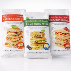 바질모짜 바질토마토치즈 페퍼로니햄치즈 치아바타 샌드위치, 9개, 195g