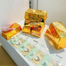 골드바 반전 용돈 생성 머신 박스 자동 머니건 결혼기념일 봉투 어버이날 부모님 생신, 1개, 골드바+엄마스티커