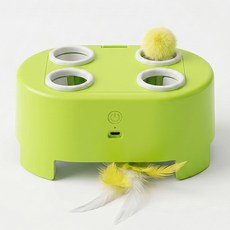 3 合 1 電動打地鼠貓玩具 多功能逗貓棒 貓咪自嗨解悶互動寵物用品, 1個, 清新綠, 如圖