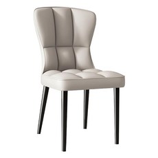 皮革餐椅 簡約時尚 柔軟坐墊, 靠背款-淺灰色, 1件