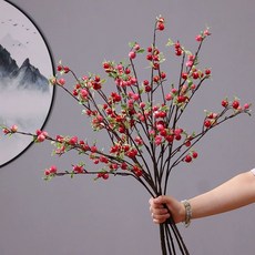 인조식물 인테리어 조화 카페 인조꽃 꽃다발 모형, 4개 빨간색4개 분홍색 미니 사과