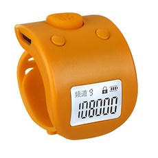 緣滿計數器 手動戒指型計數器 電子數顯靜音9通道夜光智能記數器 手指計數器 念佛計數器 指環計數器, 橙黃色, 1個