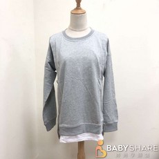 BABYSHARE時尚孕婦裝假兩件毛圈長袖哺乳衣 哺乳衣 孕婦裝 J1L050B2R
