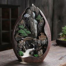 新品供應樹脂高山流倒流香爐創意大號迴流香爐家居擺件原創, 萬景山莊