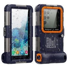 HTYVC 스마트폰 방수 케이스 IP68 잠수 방수 케이스 수중 촬영 터치 스노쿨링 다이빙15m방수 -2 세대 R/L 방수 케이스, R-2세대 블루+오렌지, 1개