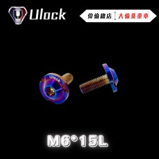 偉倫精品零件 Ulock M6*15L螺絲 白鐵 黑鐵 鍍鈦 不鏽鋼螺絲, 1個, 鍍鈦,加購金色墊片, M6, 15L
