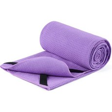 새로운 마이크로화이버 핫 요가 타월 매트 크기 24 x 72인치 미끄럼 방지 실리콘 그립 안전한 착용을 위한 탄성 스트랩 2742015, 보라