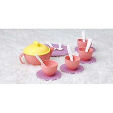여아 티파티 장난감 주전자 찻잔 수저 포크 세트 주방장난감 유아선물 선물, 1개