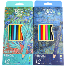 [행복득템] 12색 색연필 세트 반 고흐 시리즈 드로잉 컬러링 미술용품, 1세트, 12개