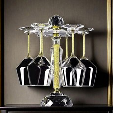 우아한 데스크탑 크리스탈 유리 스템웨어 랙/회전형 8개 와인잔 보관 홀더 스탠드 공기 건조 랙SHTWX, SHTWX Gold