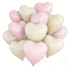 CEUQIESO 핑크 크림 블루 혼합 하트 호일 풍선 10개 생일 주년기념 결혼식 발렌타인데이 일반 기념행사용, 핑크 크림색색