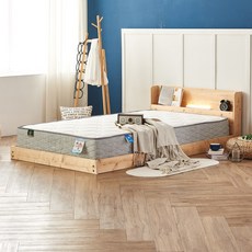 파로마 네오 리브 편백 원목 저상형 LED 침대프레임 PVC깔판 S, 네추럴