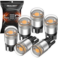 SEALIGHT 194 LED 전구 앰버 & 옐로우 W5W 168 2825 T10 자동차 실내 번호판 조명 돔 지도 제공 6개 팩, Yellow, Amber Yellow(6PC)