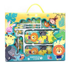 [iwoori] 8000애니멀문구세트 2단필통 줄넘기 문구세트, 1세트