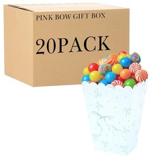 Linkidea 블루 팝콘 박스 20개 파티 경품을 위한 캔디 간식 상자 girl용 생일 응원 처녀 용품을 리본 선물 168678, Linkidea 블루 팝콘 박스 20개 파티 경품을 위
